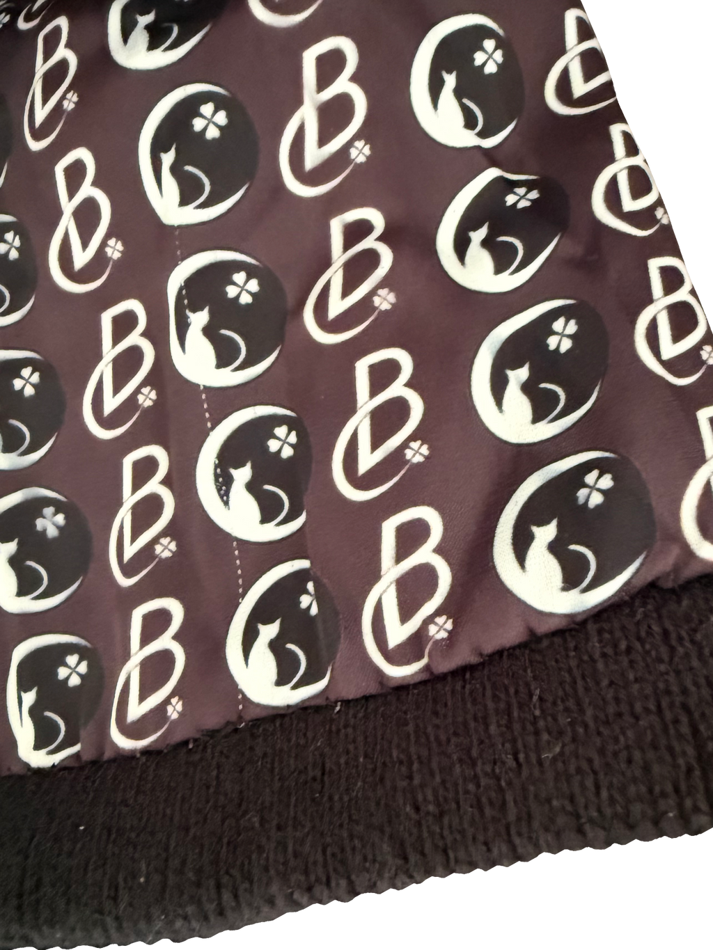 Blk Cat Satin Lined Logo Beanie (Charcoal Black)